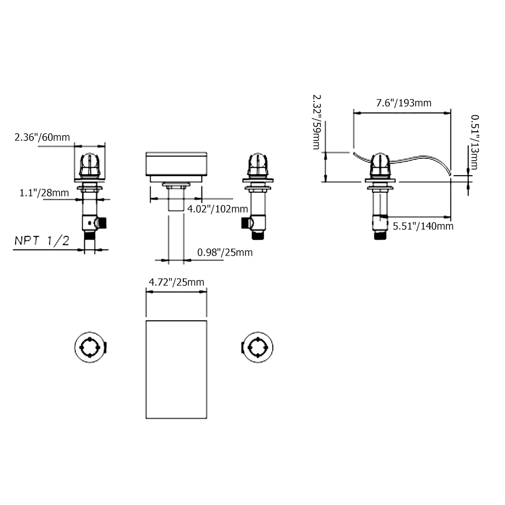 Deck Mounted Waterfall 5 Hole Filler Mixer Tap with Hand Shower Triple Crystal Handle window image