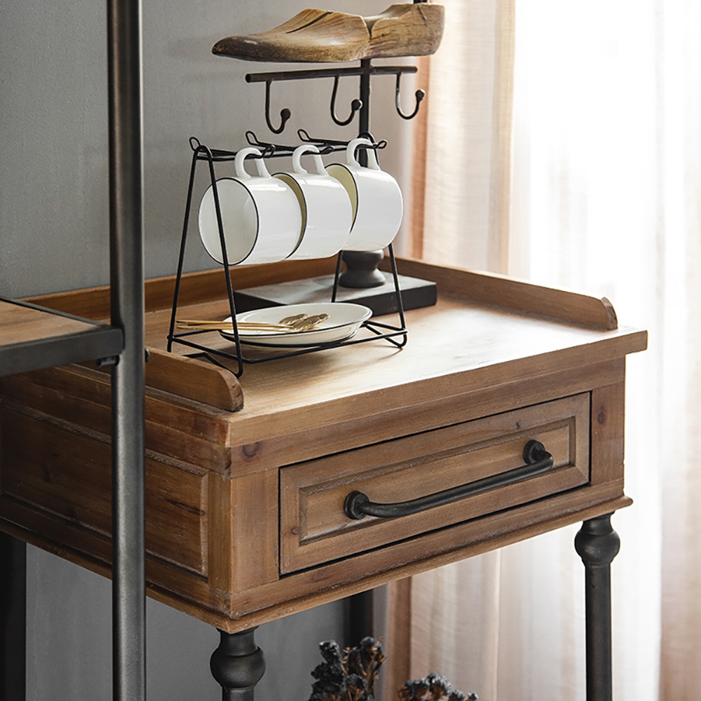 Industrial Standing Kitchen Shelving with Drawer in Black&Natural window image