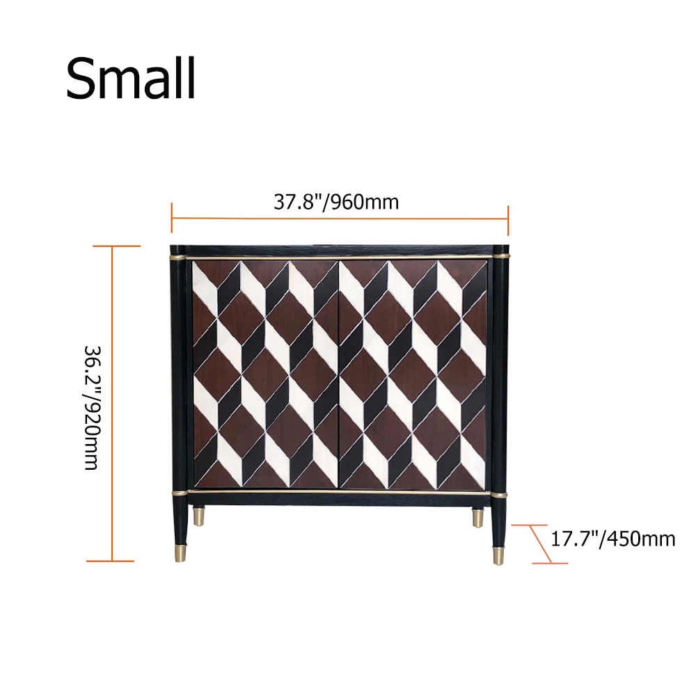 53" Nordic Black Sideboard Buffet Rectangular Cubic Patterns Surface Cabinet in Large window image