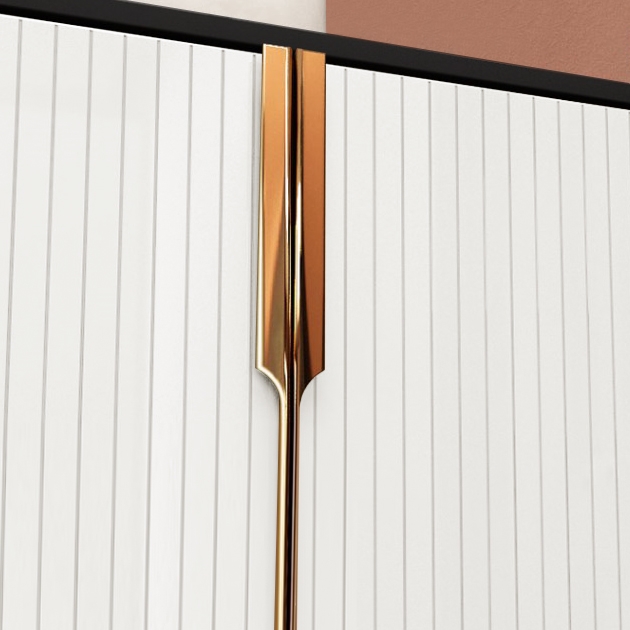 Armoire d'appoint Aro contemporaine blanche et noire à 2 portes et étagères image de fenêtre