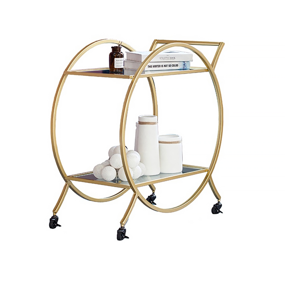 800mm Modern 2-Tier Utility Cart with Wheel Gold window image