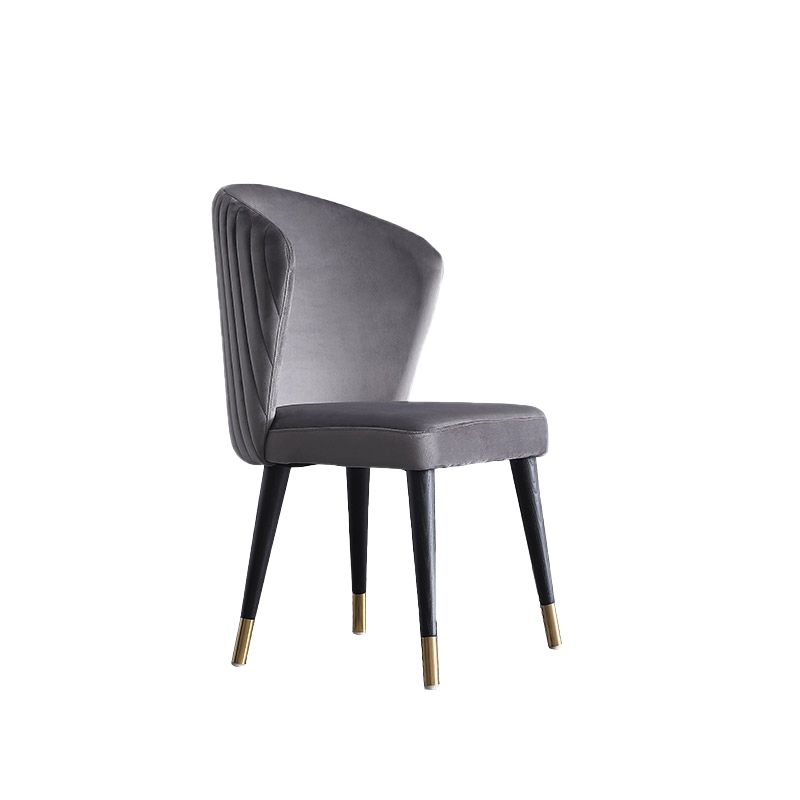 Upholstered Dining Chairs Round Back Velvet Dining Chairs Mid-Century Scallop Chair Gray Set of 2 window image