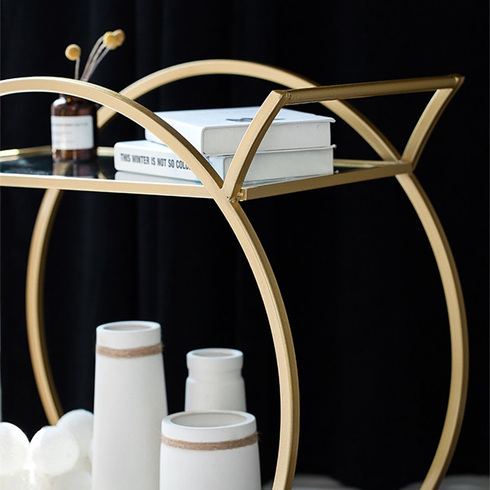 800mm Modern 2-Tier Utility Cart with Wheel Gold window image