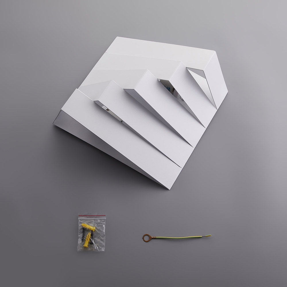 Contemporary 2-Light White Metal Geometric Indoor Lighting Wall Light window image