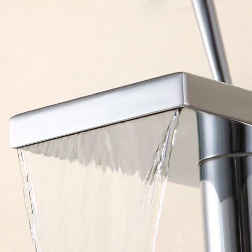 Waterfall Single Handle Chrome Bathroom Sink Faucet Solid Brass window image
