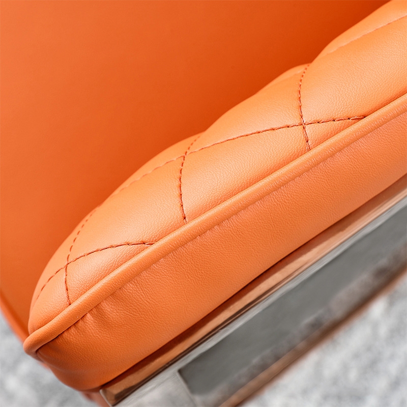 Club Chair Orange&Gray Faux Leather Barrel Chair Rose Gold Accent Chair Luxurious Chair window image
