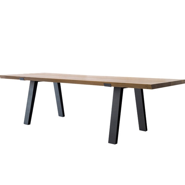 Industrial Style Rectangular Dining Table Solid Wood Tabletop with ...