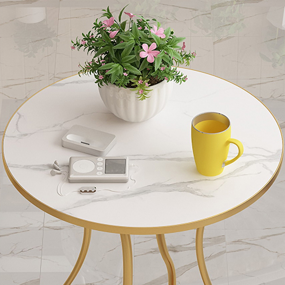 Gold Round End Table with Metal Frame Side Table window image