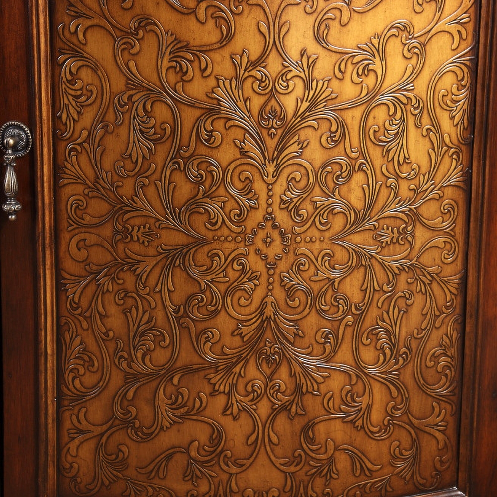 1067mm Walnut Entryway Cabinet Marble Top Side Cabinet with Doors & Shelves & Drawer window image