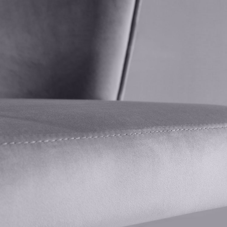 Upholstered Dining Chairs Round Back Velvet Dining Chairs Mid-Century Scallop Chair Gray Set of 2 window image