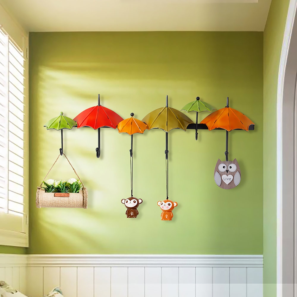 Porte-manteau mural parapluie en métal 6 et 8, lot de 2 image de fenêtre