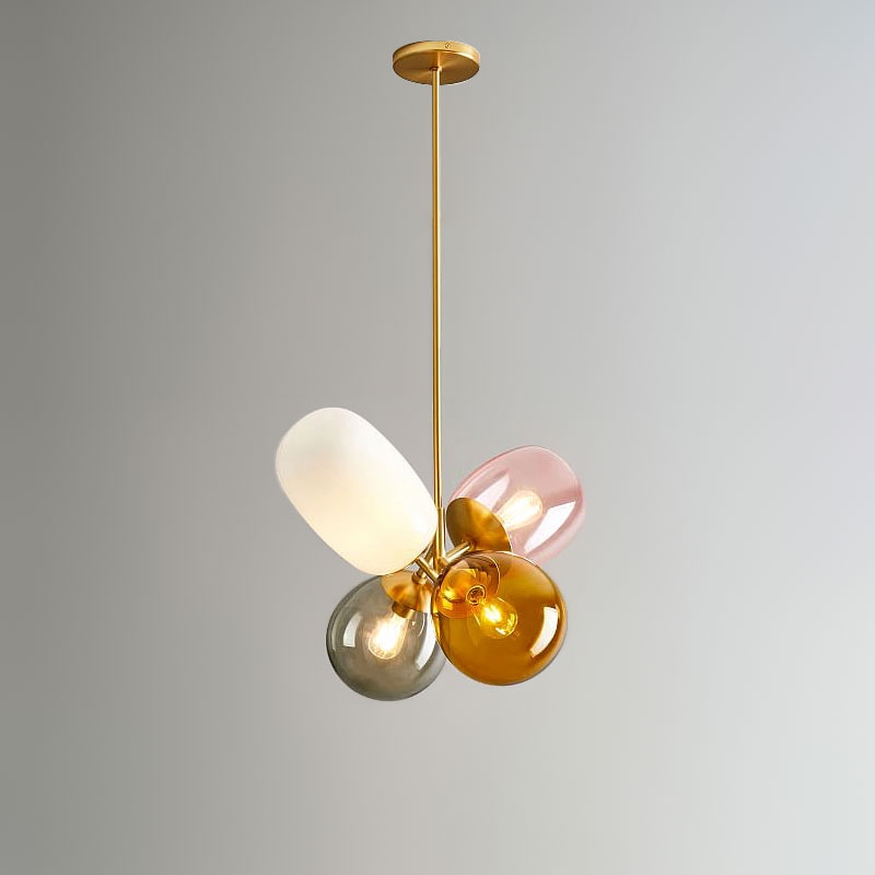 Modern Lovely 4-Light Chandelier Colourful Glass Pendant Light for Girls Room window image