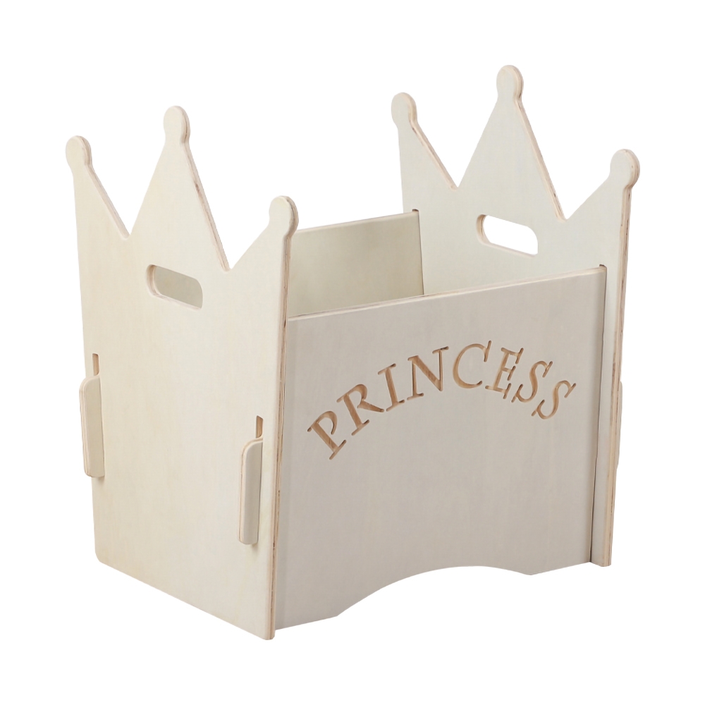 Modern Beige Kids Toy Storage Box Wooden Toy Chest window image