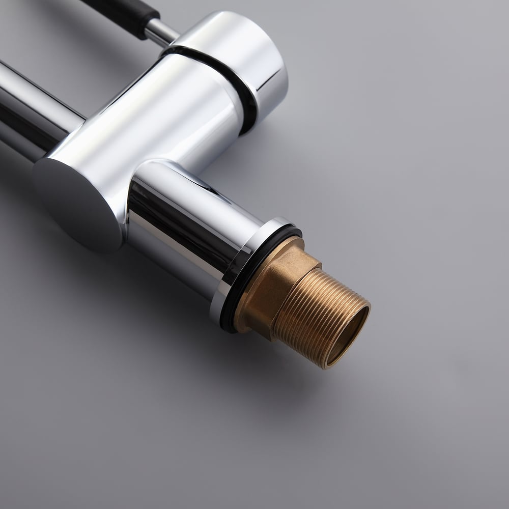 Trins LED Single-Handle Commercial Spring Kitchen Sink Faucet with Pull Down Spray Chrome window image