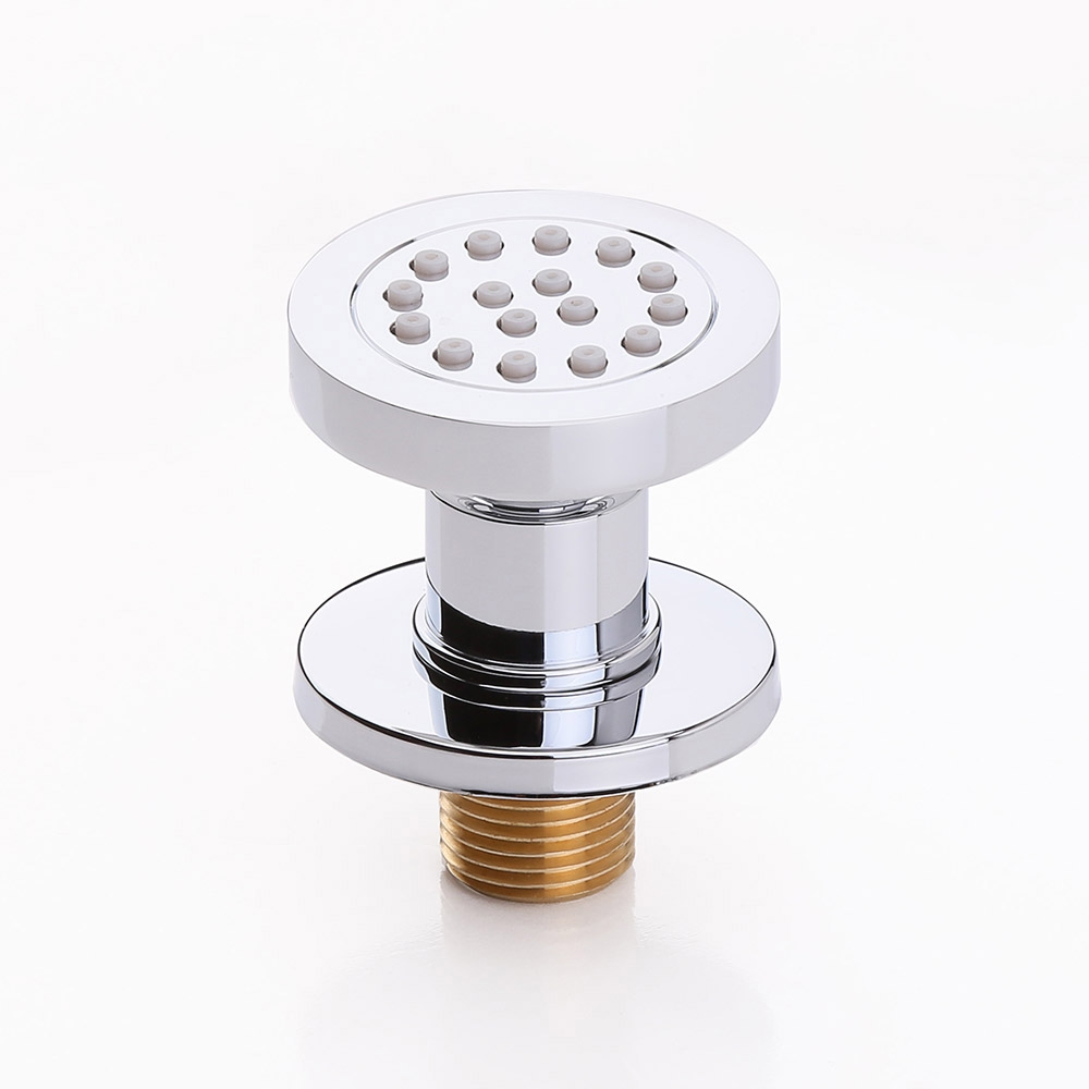Round Wall Mount Solid Brass 1-Spray Adjustable Body Spray Shower Jet in Chrome window image