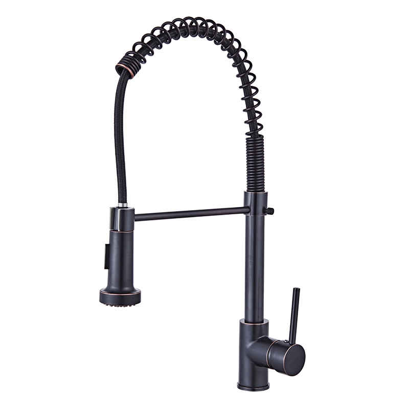 Robinet de cuisine en laiton noir antique avec poignée à levier unique et double fonction image de fenêtre