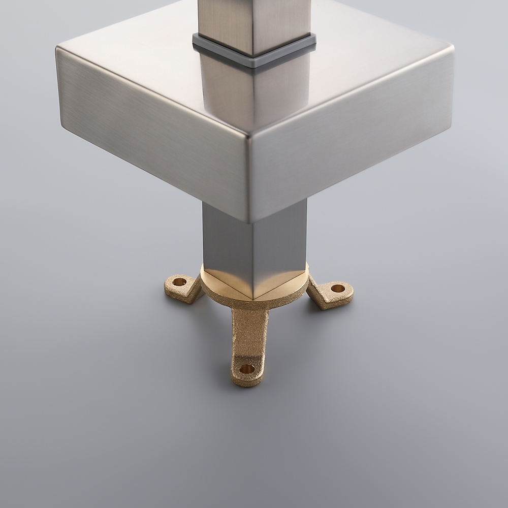 Dree Brushed Nickel Floor Mount Modern Tub Filler Faucet & Hand Shower Single Handle Solid Brass window image