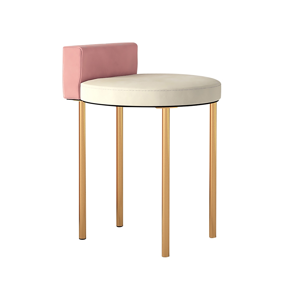 Pink Velvet Accent Chair Modern Upholstered Armless Chair with Metal Legs window image