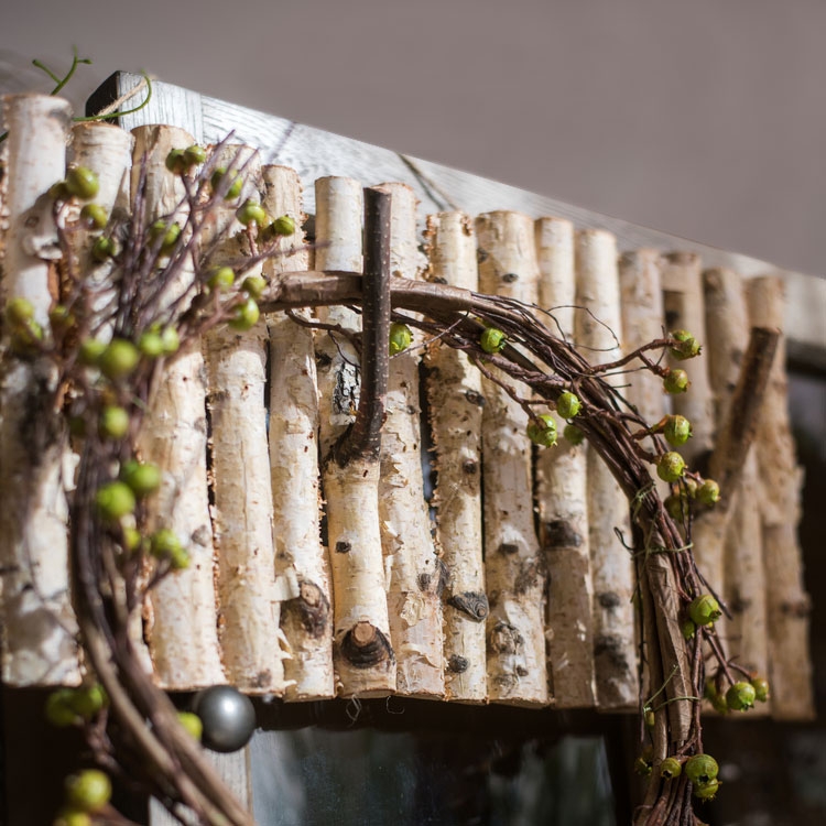 Farmhouse Rustic Rectangular Natural Birch Wood Coat Rack Wall Mounted Hook Rack with 2 Hooks window image