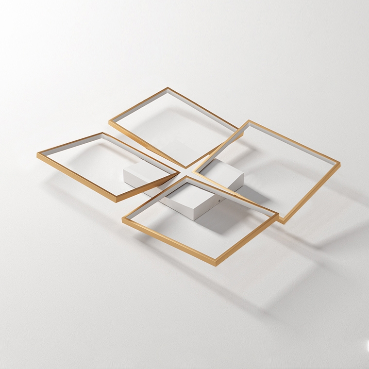 Modern Square LED Flush Mount Ceiling Light in Gold & White window image
