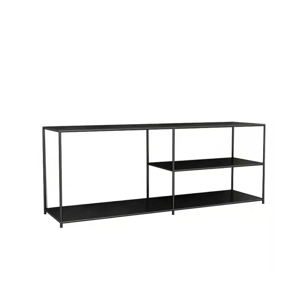 Nordic Black TV Stand Metal Frame with 1 Shelf for TVs up to 65" window image