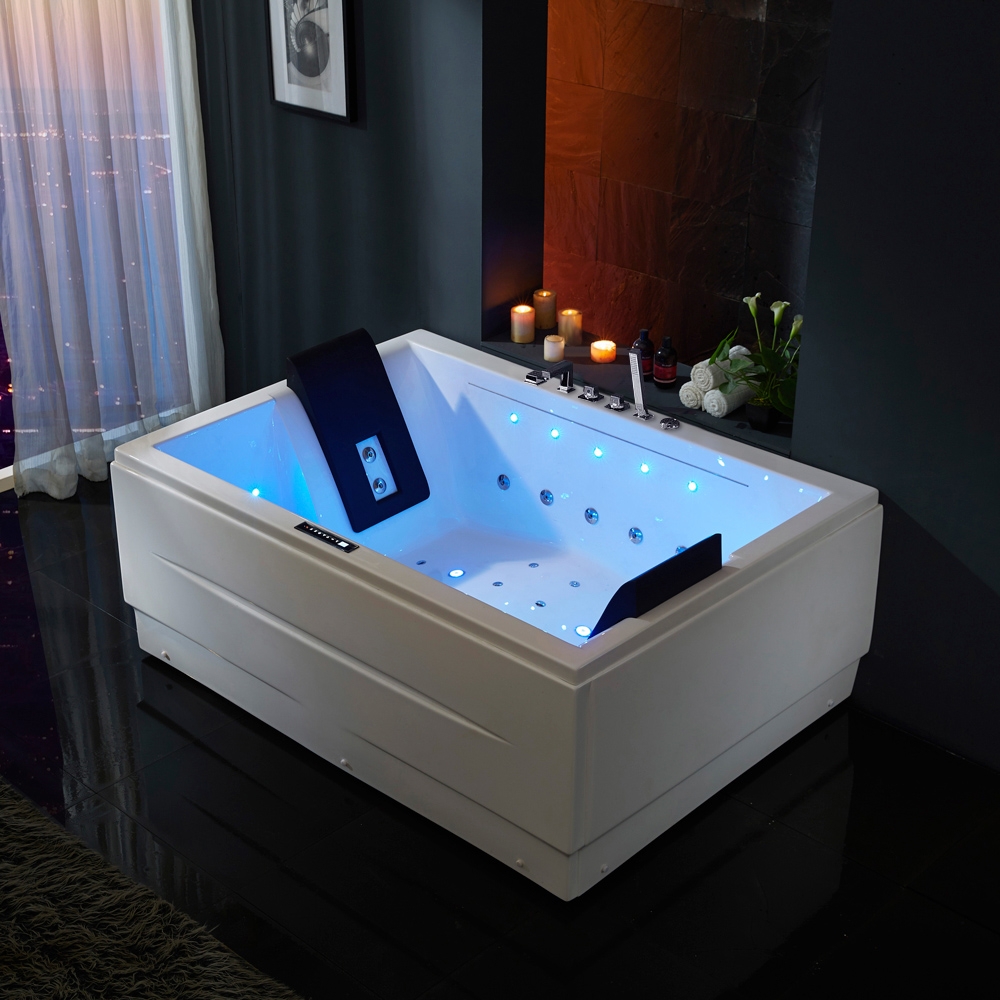 Baignoire double jacuzzi de 182 cm avec contrôle de la température, capacité de 450L image de fenêtre