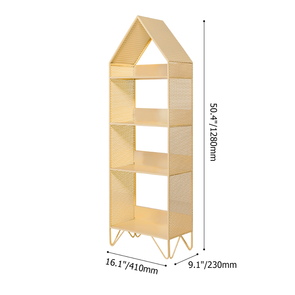 Modern Metal Mesh 8-Tier Etagere Bookshelf Bookcase in Gold Set window image