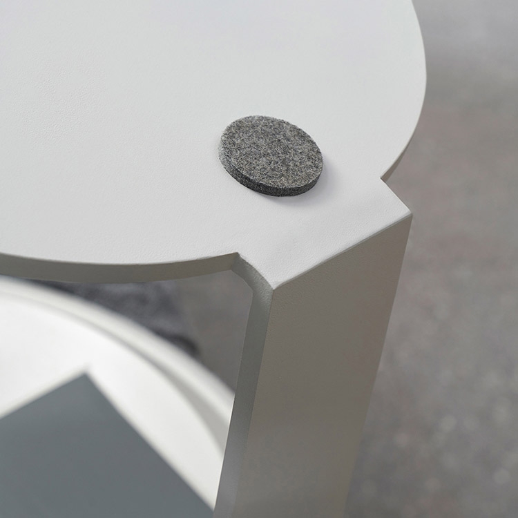 Modern Minimalist C Side Table with Tray 20" White Side Table with Storage & Rotatable Top window image