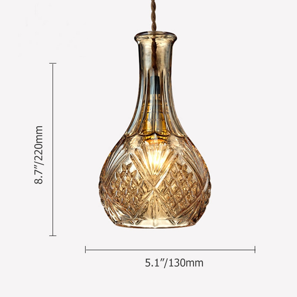 Gloria Vintage Decanter Amber Bottle Pendant Light with Adjustable Cable window image