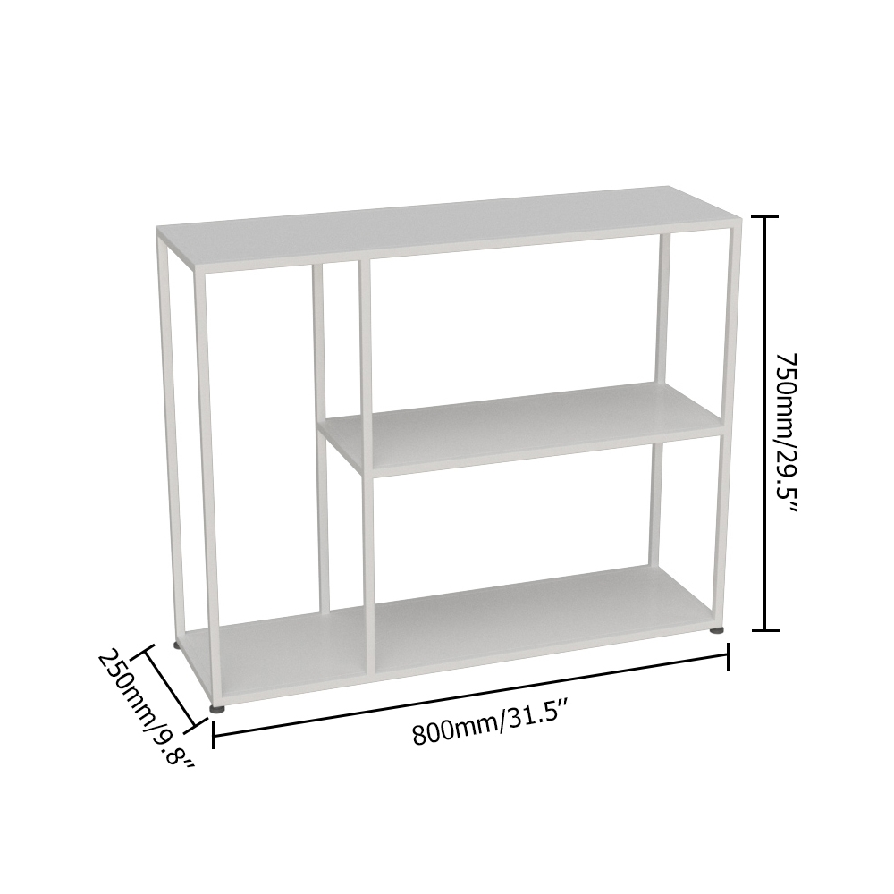 Console rectangulaire rectangulaire avec étagères en métal industriel blanc image de fenêtre