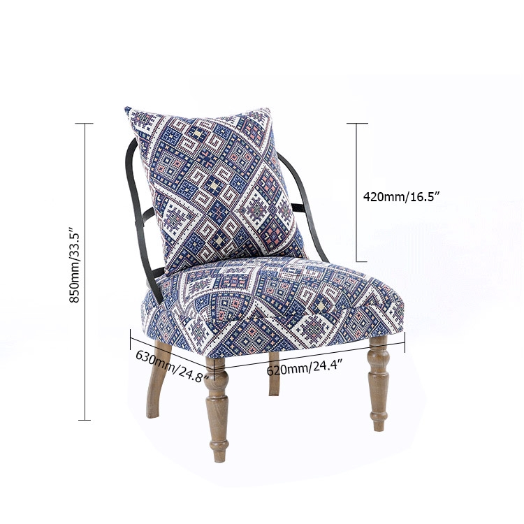 Retro Industrial Geometric Chair Armless Cocktail Chair Colorful Soft Fabric Slipper Chair with Back Pillow Style F window image