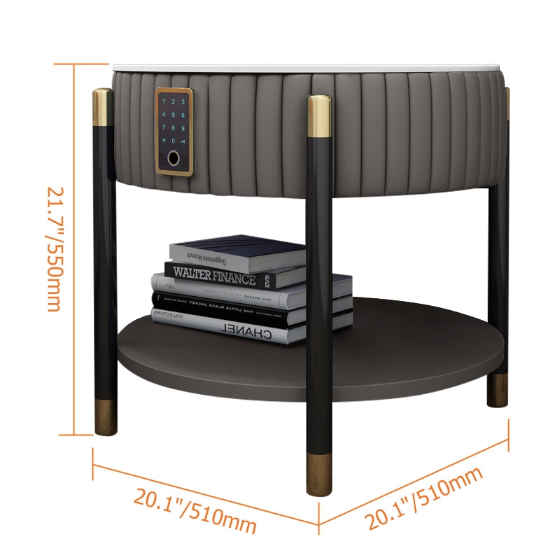 Gray Upholstered Bedside Table 1-Drawer Nightstands with Electronic Lock weights dimensions image