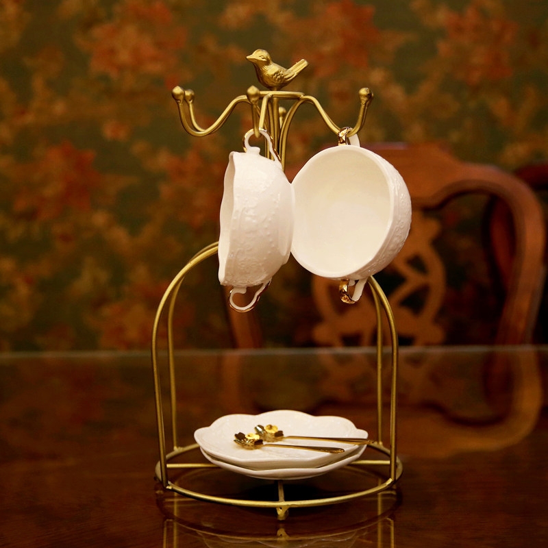 Modern Minimalist Round Embossed Bowl White Ceramic Gold Handles Soup Bowl with Saucer & Spoon Set of 2 window image