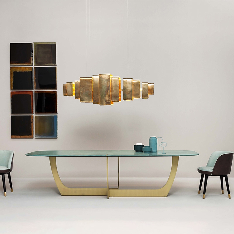Minimalist Modern 63" Rectangular Green Faux Marble Accent Dining Table ...