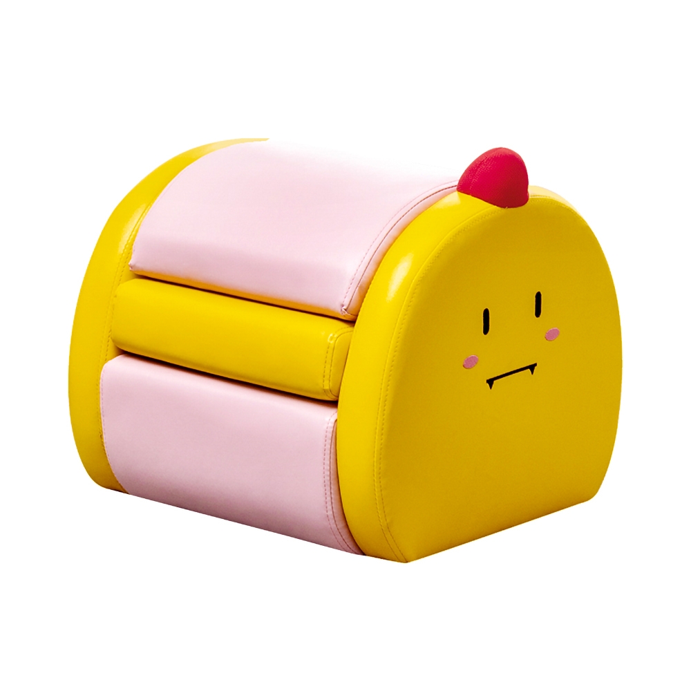 Foldable Kids Chair Yellow PU Leather Upholstery Storage Chair window image