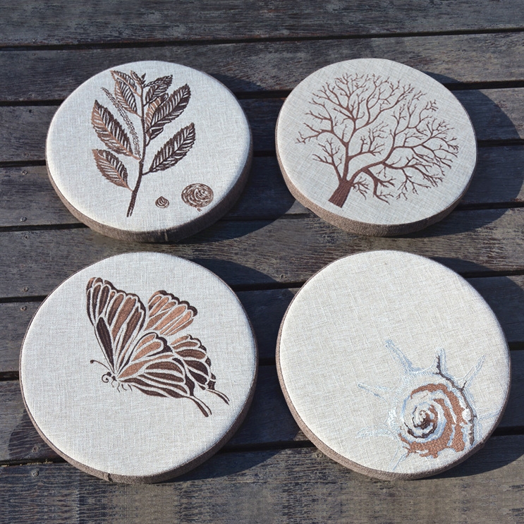 Cottage Round Chair Cushion Embroidered Seat Cushion Indoor/Outdoor Jacquard Chair Pad Style C window image