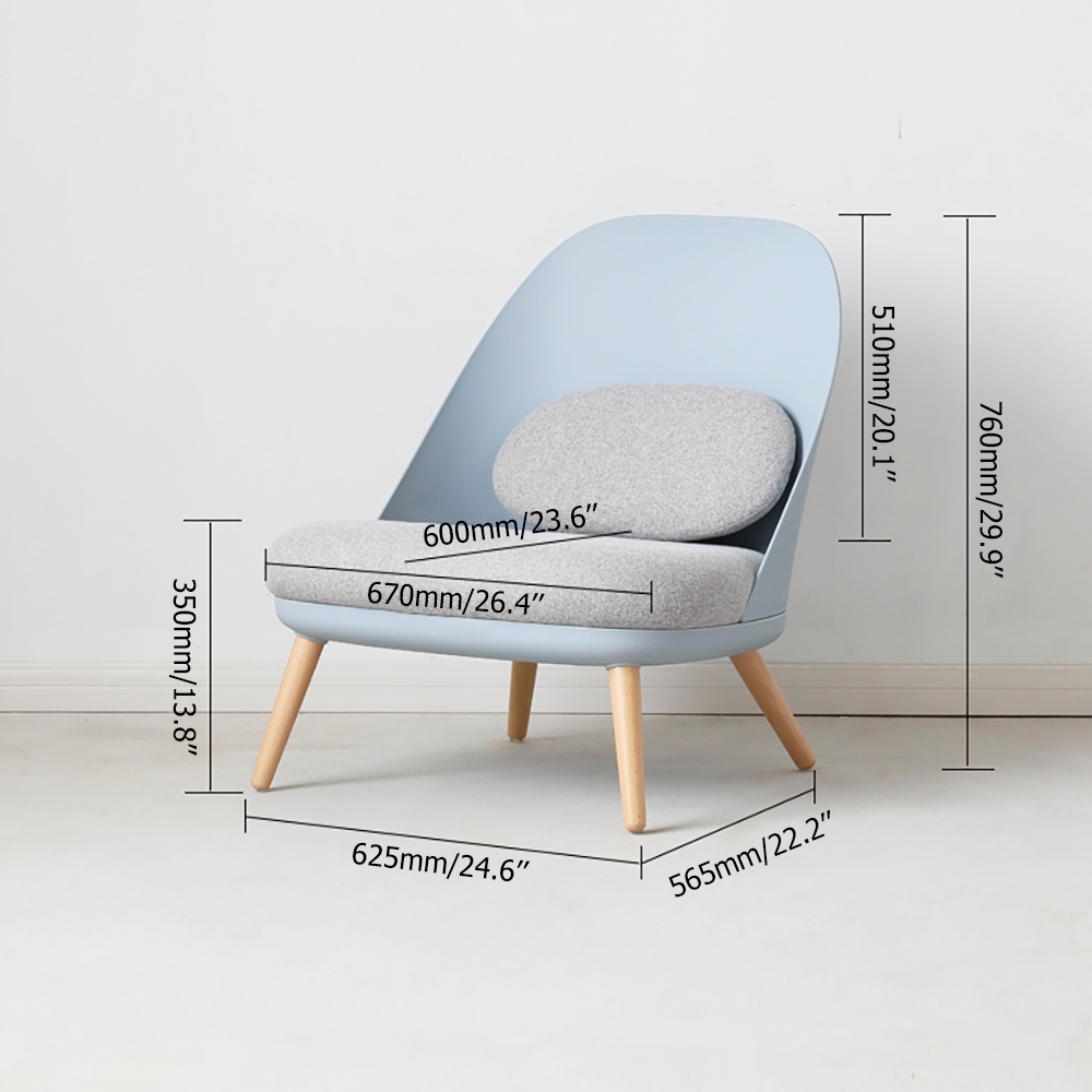 Modern Upholstered Blue Accent Side Chair with Wooden Legs window image