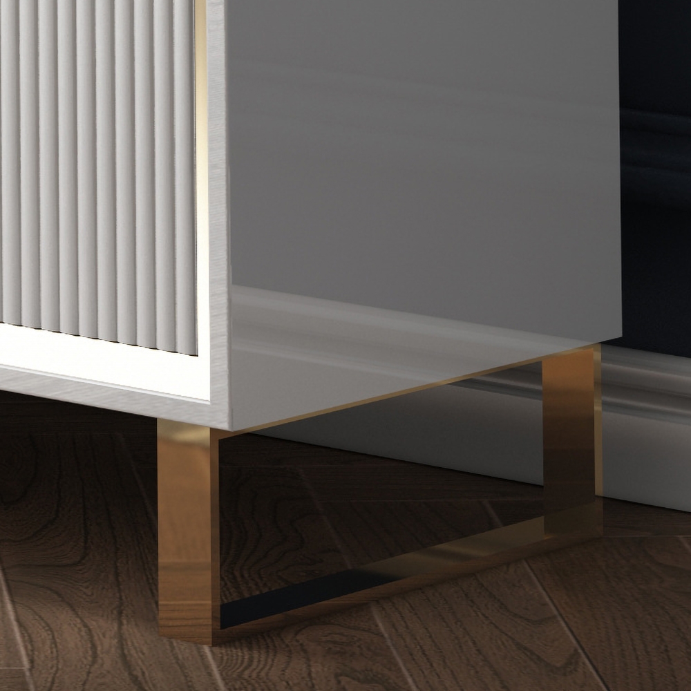 Minimalist White TV Stand Media Console with 2 Drawers & 2 Doors in Small window image