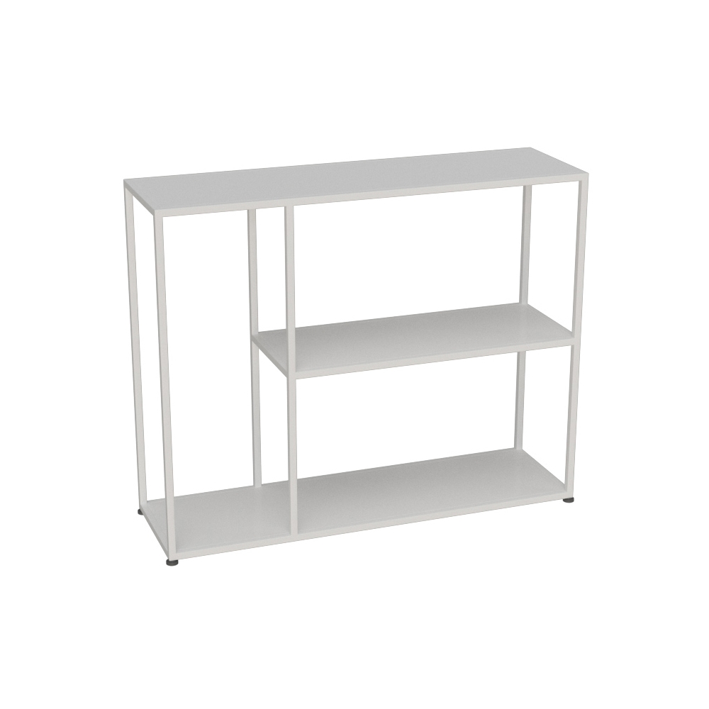 Console rectangulaire rectangulaire avec étagères en métal industriel blanc image de fenêtre