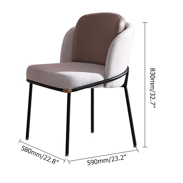 Modern Upholstered Dining Chair Barrel Back Dining Chair with Removable Insert Back Metal Legs Set of 2 window image