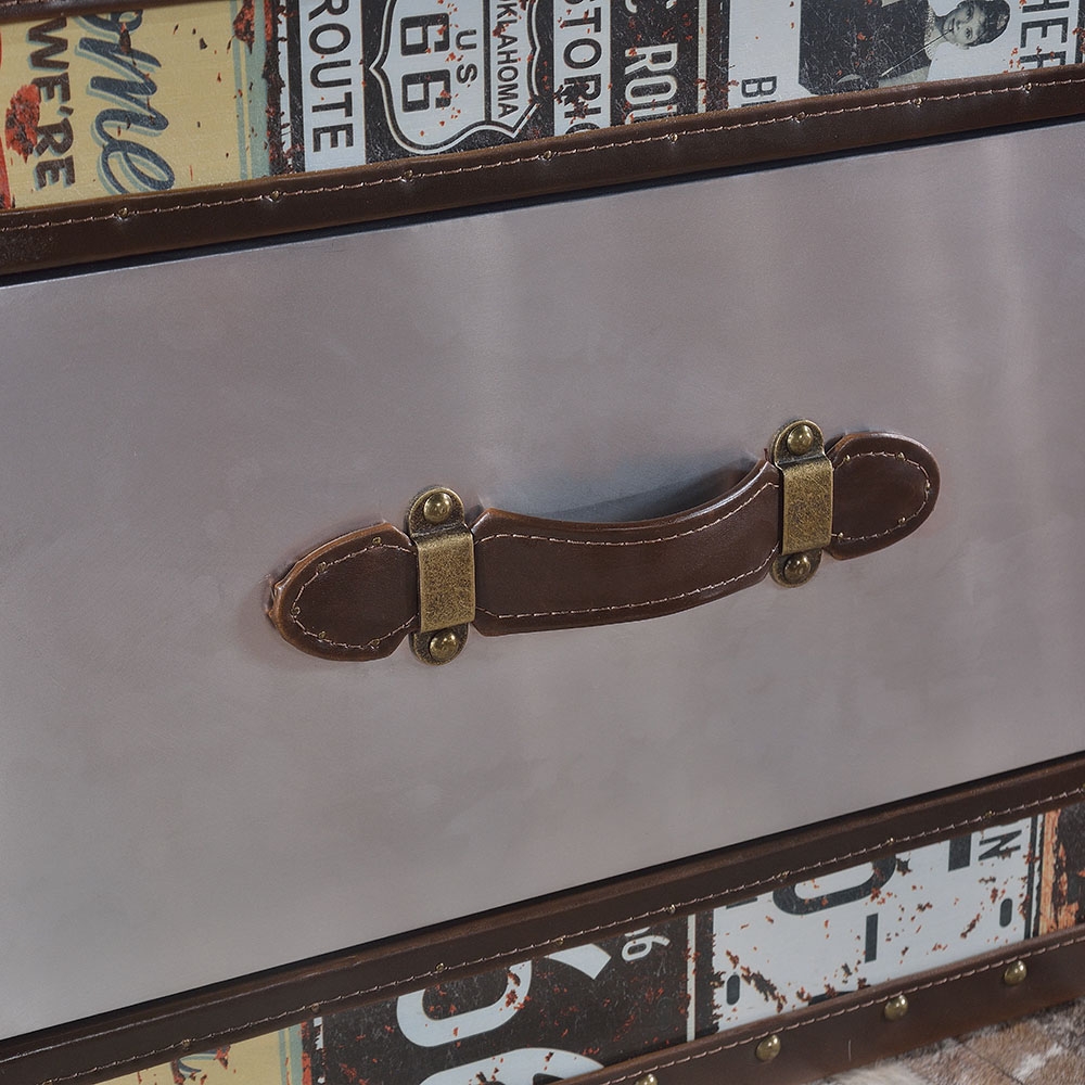 Retro Style Coffee Table with Drawers Rectangular Accent Table window image