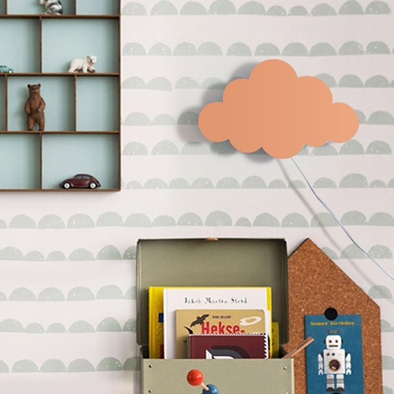 Modern Creative Plug-In Wall Light with Switch Cloud Kids Lighting in Orange window image