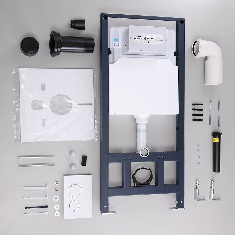 Modern Concealed In-Wall Tank and Carrier System Wall Mounted 1.1/1.6 GPF Dual Flush Toilet Tank Only window image