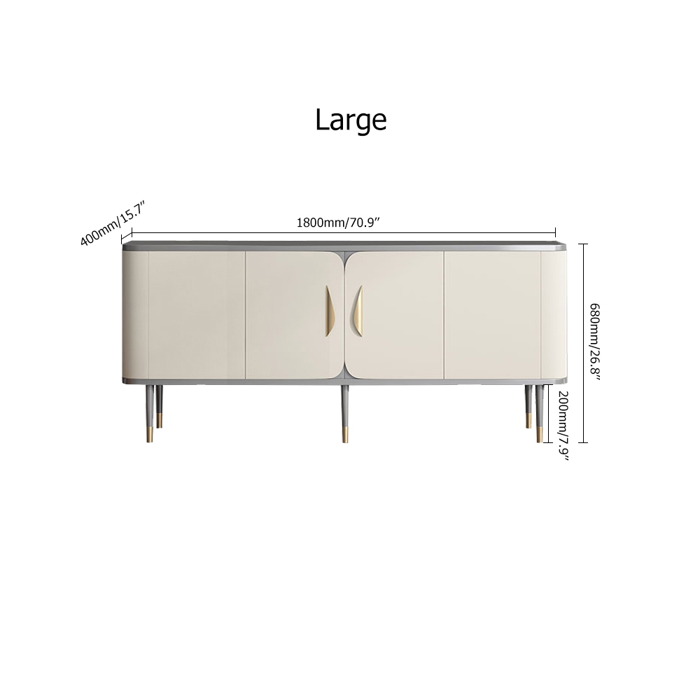 Modern White & Grey TV Stand Rectangle Media Stand TV Console with 4 Doors in Small window image