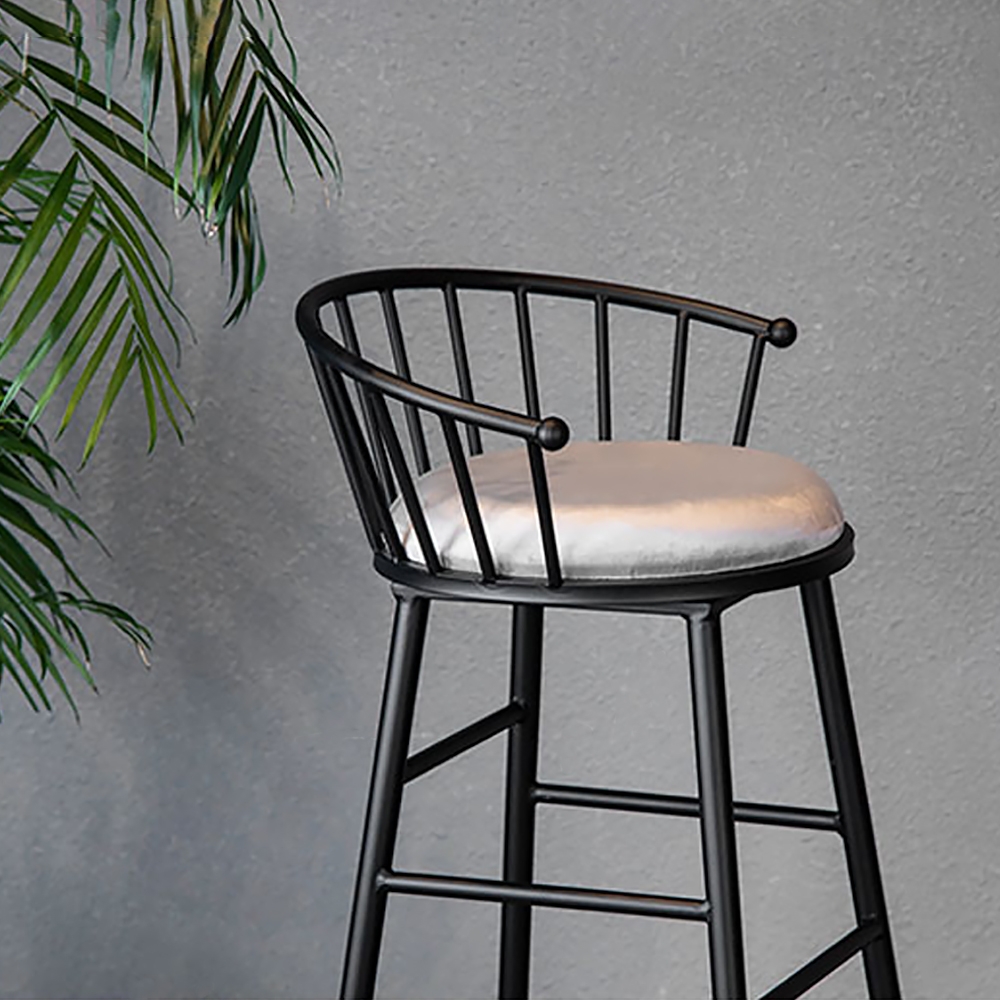 39.4" Height Bar Stool with Hollow Backrest Velvet Upholstery Bar Chair Set of 2 window image