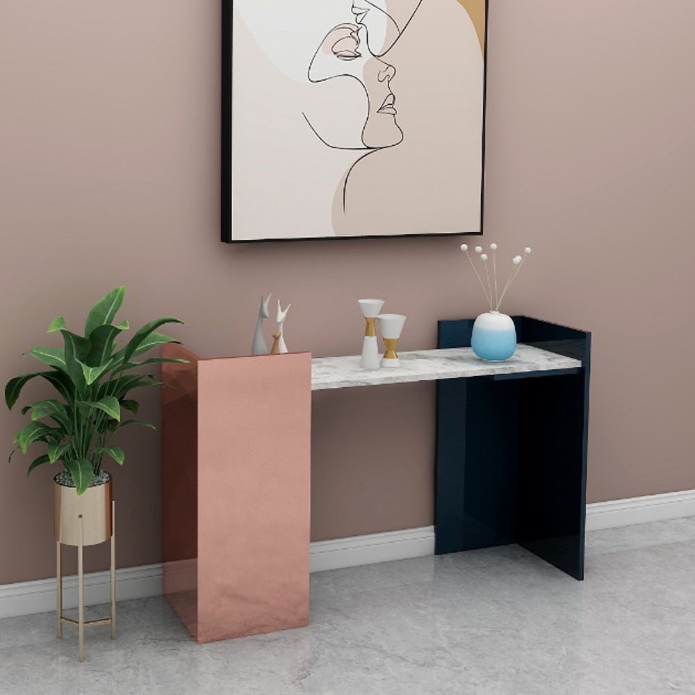 47.2" Modern Console Table with Sintered Stone Top Metal Frame window image