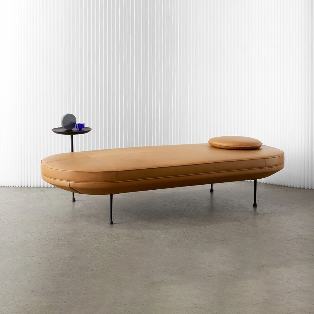 Modern Classic Oval Shape Bench Metal Bench PU Leather Bench with Table window image