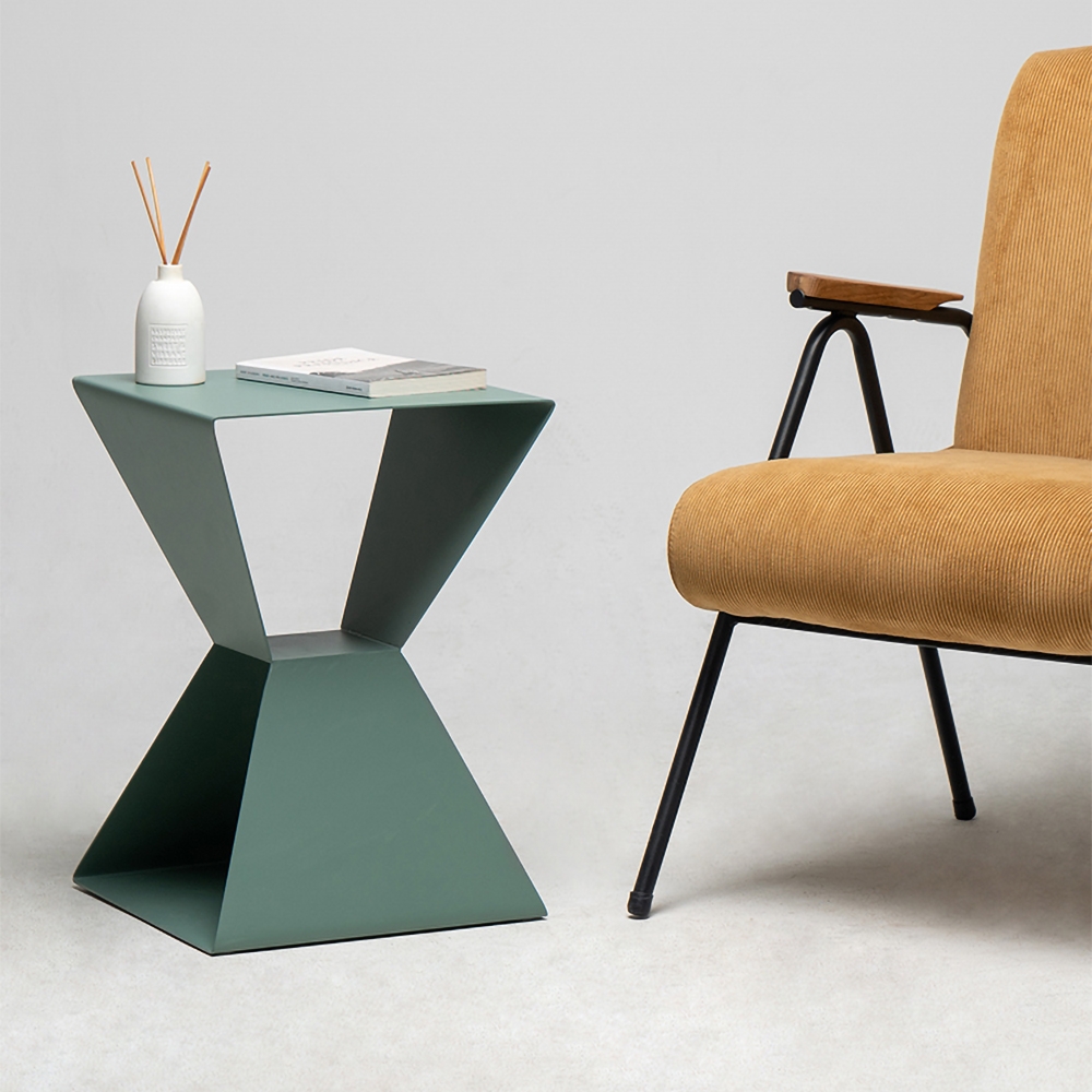 White End Table with Storage Metal window image