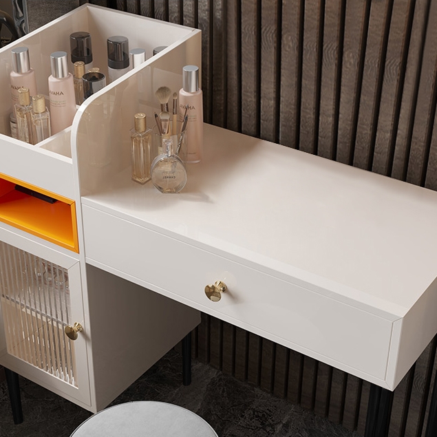 Makeup Vanity with Lights Drawer & Door Side Cabinet Dressing Table Stainless Steel Base window image