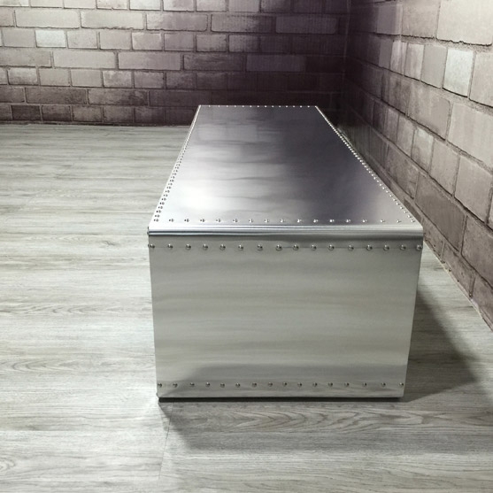 Aviator Coffee Table 47 Inch Rectangular Coffee Table Industrial Loft Aluminum Panel Table window image